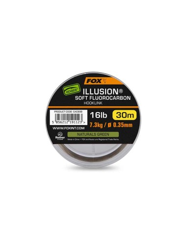 Edges Illusion Soft Fluorocarbon Hooklink 16lb 7.3kg (0.35mm) x 30m - Naturals Green